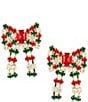 Merry & Bright Red Christmas Bow Drop Earrings - Image 1