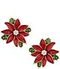 Merry & Bright Red Glitter Poinsettia Stud Earrings - Image 1