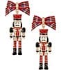 Merry & Bright Red Plaid Bow Nutcracker Drop Earrings - Image 1