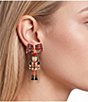 Merry & Bright Red Plaid Bow Nutcracker Drop Earrings - Image 2