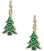 Merry & Bright Small Enamel Christmas Tree Drop Earrings, Color:Green/Gold - Image 1