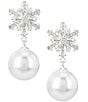 Merry & Bright Snowflake Pearl Drop Earrings - Image 1