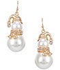 Merry & Bright Snowman Double Pearl Drop Earrings - Image 1