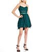 Color:Hunter Green - Image 1 - Mesh V-Neck Double Tiered Mesh Corset Fit-And-Flare Dress