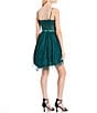 Color:Hunter Green - Image 2 - Mesh V-Neck Double Tiered Mesh Corset Fit-And-Flare Dress
