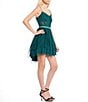 Color:Hunter Green - Image 3 - Mesh V-Neck Double Tiered Mesh Corset Fit-And-Flare Dress
