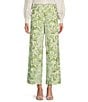 Color:Green Ivory - Image 1 - Antonella Floral Bouquet Print High Waisted Wide-Leg Pants