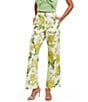 Color:Yellow - Image 1 - Antonella Floral Print High Waisted Wide-Leg Pants