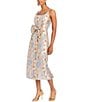 Mestiza New York Audrey Metallic Jacquard Scoop Neck Sleeveless Bow Front Midi Dress, Color:Champagne Blue - Image 1