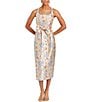 Mestiza New York Audrey Metallic Jacquard Scoop Neck Sleeveless Bow Front Midi Dress, Color:Champagne Blue - Image 3