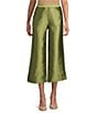 Mestiza New York Blake Coordinating Dupioni Flat Front Cropped Flare Pants, Color:Olive Green - Image 1