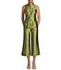 Mestiza New York Blake Coordinating Dupioni Flat Front Cropped Flare Pants, Color:Olive Green - Image 3