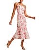 Color:Pink Ivory - Image 3 - Calista Printed Stretch Crepe Sleeveless Midi Fit and Flare Dress