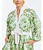 Color:Green Ivory - Image 5 - Carmen Floral Print Mandarin Collar 3/4 Full Sleeve Mini A-Line Dress