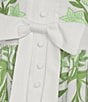 Color:Green Ivory - Image 6 - Carmen Floral Print Mandarin Collar 3/4 Full Sleeve Mini A-Line Dress
