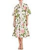 Mestiza New York Carmen Floral Print Mandarin Collar Elbow Butterfly Sleeve Midi Dress, Color:Green Garden - Image 1