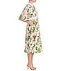 Mestiza New York Carmen Floral Print Mandarin Collar Elbow Butterfly Sleeve Midi Dress, Color:Green Garden - Image 3