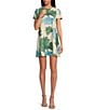 Mestiza New York Cecily Convertible Floral Print Round Neck Short Sleeve A-Line Dress, Color:Green - Image 1