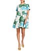 Mestiza New York Cecily Convertible Floral Print Round Neck Short Sleeve A-Line Dress, Color:Green - Image 4