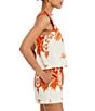 Mestiza New York Coordinating Payton Printed Boat Neck Sleeveless Bow Shoulder Top, Color:Sunset Ivory - Image 3