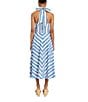 Mestiza New York Copacabana Santorini Linen Blend Stripe Halter Neck Sleeveless Midi Dress, Color:Santorini Stripe - Image 2