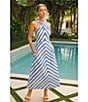 Mestiza New York Copacabana Santorini Linen Blend Stripe Halter Neck Sleeveless Midi Dress, Color:Santorini Stripe - Image 4