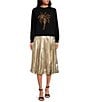 Mestiza New York Delilah Knit Crew Neck Palm Tree Embroidered Sweater, Color:Black - Image 3