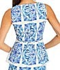 Mestiza New York Elena Printed Tailored Squared Scoop Neck Sleeveless Coordinating Top, Color:Azulejo Blue - Image 2