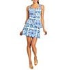 Mestiza New York Elena Printed Tailored Squared Scoop Neck Sleeveless Coordinating Top, Color:Azulejo Blue - Image 4