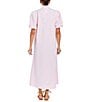 Mestiza New York Elliana Barong Woven Embroidered Mandarin Short Puff Sleeve Midi Dress, Color:Pink - Image 2