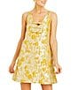 Mestiza New York Elmarie Metallic Jacquard V-Neck Sleeveless Bow Mini Shift Dress, Color:Champagne Gold - Image 1