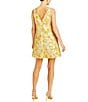 Mestiza New York Elmarie Metallic Jacquard V-Neck Sleeveless Bow Mini Shift Dress, Color:Champagne Gold - Image 2