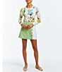 Color:Green White - Image 5 - Floral Cotton Jacquard Winslet Colorblock Coordinating A-Line Mini Skirt