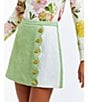 Color:Green White - Image 6 - Floral Cotton Jacquard Winslet Colorblock Coordinating A-Line Mini Skirt