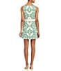 Mestiza New York Havana Printed Poplin High Square Neck Sleeveless Fit-And-Flare Belted Mini Dress, Color:Tile Green - Image 2