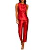 Mestiza New York Hudson Silk Twill Round Neck Sleeveless Fitted Coordinating Bow Top - Image 4