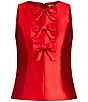 Mestiza New York Hudson Silk Twill Round Neck Sleeveless Fitted Coordinating Bow Top - Image 5