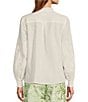 Color:Ivory - Image 2 - Iman Embroidered Cotton Poplin Mandarin Collar Long Sleeve Pearlized Button Front Top