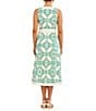 Mestiza New York Louisa Printed Poplin Crew Neck Sleeveless Belted Midi Dress, Color:Tile Green - Image 2