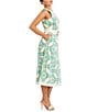Mestiza New York Louisa Printed Poplin Crew Neck Sleeveless Belted Midi Dress, Color:Tile Green - Image 3
