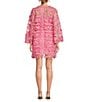 Color:Bombay Pink - Image 2 - Mira Floral Lace Crew Neck Bell Sleeve Shift Mini Dress