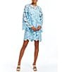 Color:Ocean Blue - Image 1 - Mira Floral Lace Crew Neck Bell Sleeve Shift Mini Dress
