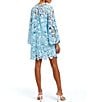 Color:Ocean Blue - Image 2 - Mira Floral Lace Crew Neck Bell Sleeve Shift Mini Dress