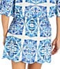 Mestiza New York Pilar Printed A-Line Scallop Coordinating Mini Skirt, Color:Azulejo Blue - Image 2
