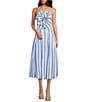 Mestiza New York Seville Santorini Stripe Linen Blend Pleated Coordinating Midi Skirt, Color:Santorini Stripe - Image 3