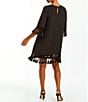 Color:Black/Black - Image 2 - Shimmy Tassel & Sequin Trim Elbow Sleeve Shift Mini Dress