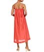 Mestiza New York Solenn Linen Blend Organza Square Neck Sleeveless Floral Applique Midi Dress, Color:Sunkissed Coral - Image 2