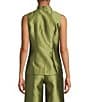 Mestiza New York Tamara Coordinating Dupioni Mandarin Collar Sleeveless Peplum Top, Color:Olive Green - Image 2