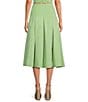 Color:Green - Image 2 - Tonal Jacquard Box Pleated Coordinating Midi A-Line Skirt