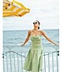 Color:Green - Image 4 - Tonal Jacquard Box Pleated Coordinating Midi A-Line Skirt